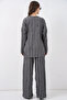 Women's Knitted Kimono Pants Double Set 30067 - Gray - 6