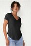 Women's V-Neck Black Basic T-Shirt |   Cotton Short Sleeve Casual T-Shirt - 2