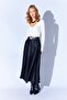 Women's Black 3499 Belted Satin Long Skirt - 5