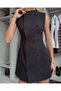 women's coated button black coat dress - 2