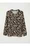 Black Tie Neck Floral Blouse - 5
