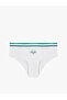 Cotton High Waist Printed Striped Hipster Panties with Elastic Detail