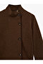 Long-sleeved, button-down, oversized cashmere jacket with shepherd's stitch detail and funnel collar. - 6