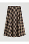 Brown Plaid A-Line Skirt with Zipper at the Waist - 7