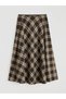 Brown Plaid A-Line Skirt with Zipper at the Waist - 6