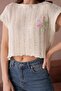 Women's Boat Neck Openwork Crop Knitwear Blouse 8241Sw - 3