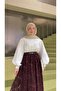 Stoned Tulle Flocked Skirt - 4