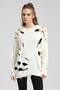 Women's Knitwear Laser Cut Detailed Design Tunic Sweater - 2