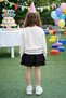 Girl's Stone Embellished Ribbon Detailed T-Shirt and Skirt Set – Stylish Combination for Holidays and Special Occasions - 2