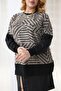 Plus Size Soft Sweater with Leather Detail on the Sleeves - 8