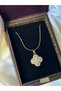 Gold Zircon Stone Clover Model Necklace - 3