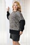 Plus Size Soft Sweater with Leather Detail on the Sleeves - 6