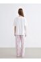 Pink Crew Neck Printed Women's Pajama Set (S6) - 4