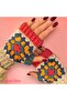 Knitted Bohemian Motif Fingerless Gloves