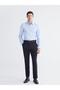 Blue Slim Fit Striped Men's Shirt (S6) - 2