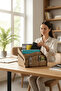 Wooden Desktop Organizer 6-Compartment Document Stand - 4