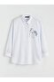 Blue Striped Women's Poplin Shirt (S6) - 5