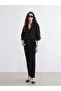 Black Slim Mom Women's Jean Trousers with Elastic Waist (S6)