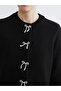 Black bicycle collar bow buttoned women's knit cardigan - 3