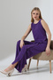 Sleeveless Wooden Buttoned Asymmetrical Blouse and Trousers Set - 3