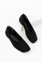 Women's Black Suede Square Toe Comfortable Daily Ballet Shoes Guin
