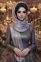 شال فستان سهرة أسود فضي مزخرف - 3