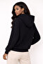 Women's Black Hooded Sweatshirt with Kangaroo Pocket and Cotton Lining for Winter - 3