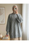 Baklava Patterned Soft Knitwear Tunic - Gray - 3