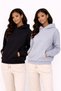 Women's Black-Grey Oversize Hooded Sweatshirt Set of 2 with Kangaroo Pocket and Cotton Lining