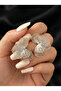 Wire Textured Flower Form Steel Elegant Women's Earrings - 2