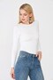 Women's Ultra Soft Round Neck Long Sleeve Blouse White - 7