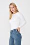 Women's Ultra Soft Round Neck Long Sleeve Blouse White - 6