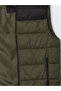 Khaki Slim Fit Stand Collar Men's Puffer Vest - 8