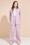 Pink Heart Embroidered Shirt with Wide-Leg Pants Girls' Gabardine Set 23552 - 3