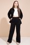 Girl's Gabardine Suit with Black Heart Embroidered Shirt and Wide-Legged Trousers 23551 - 5