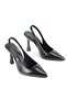 Margaret Stretchy Soft Non-Slip Sole (10 cm) Patent Black Snake Print Open Elastic Women's Thick Heel - 3