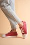 Women's Genuine Leather Casual Sports Shoes - Red - 2