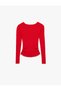 Long Sleeve Draped Detailed Round Boat Neck Knit Sweater - 4