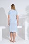 Angelique Bamboo Fabric Short Sleeve Lace and Button Detailed Polka Dot Patterned Nightgown 22550-551-552 - 4