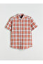 Regular Fit Short Sleeve Plaid Poplin Men's Shirt - 5