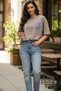 Women's Printed Oversize T-Shirt Suitable for Casual Use - Mink