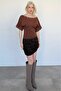 Brown Off Shoulder Metal Detailed Women's Blouse Mg2671 - 7