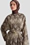 Patterned Dress with Buckle Detail in Brown - 4