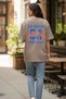 Women's Printed Oversize T-Shirt Suitable for Casual Use - Mink - 2