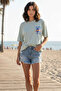 Women's printed oversized t-shirt - stone