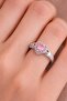 Stainless Steel Silver Color Pink Stone Heart Holding Hands Ring