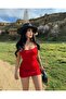 فستان نسائي بنمط سادة وحزام حبل - 2