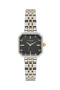 Women's Wristwatch Quartz Movement – Gold & Silver Band Striped Black Dial Dm-00114L-D2