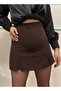 Women's Bitter Brown High Waist Slit Detailed Mini Shorts Skirt Nj65 - 3