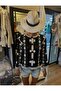 Süzene Knitted Embroidered Knitwear Buttoned Long-Sleeved Black Cream Jacket - 2